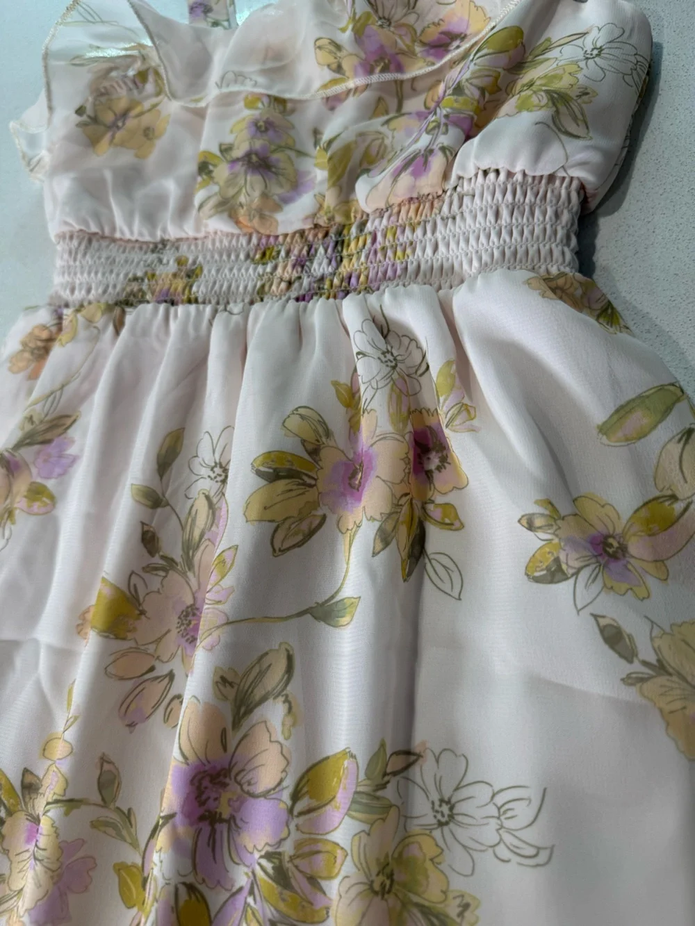 Girls' Pink Floral One-Shoulder Dress